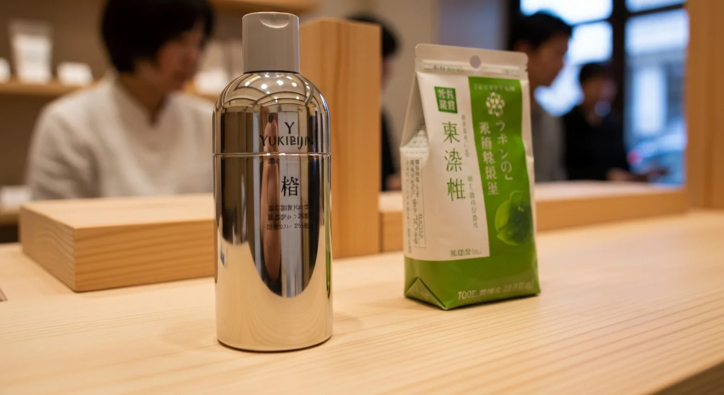 ガラス容器に入った美容クリームと淡い色の花を並べた商品写真